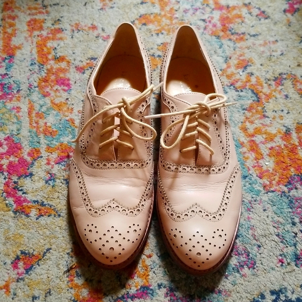 Kate Spade New York ballet slipper pink wingtip lace up oxford shoes, 9